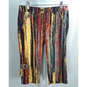 NWT Jamie Sadock Bright Red Yellow Multicolor Knee Pants sz 2 Golf Capri Golfing